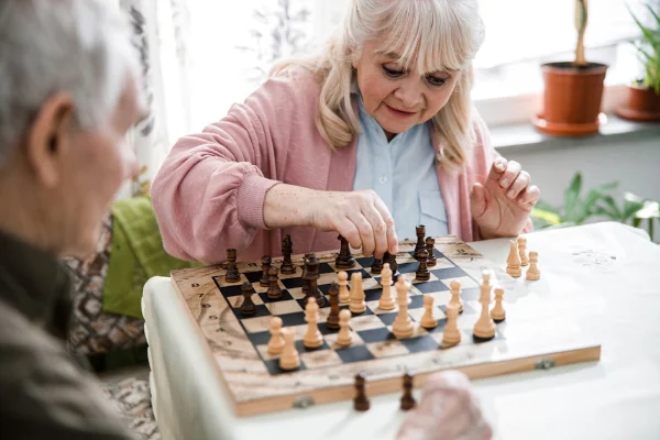 Two residents playing chess